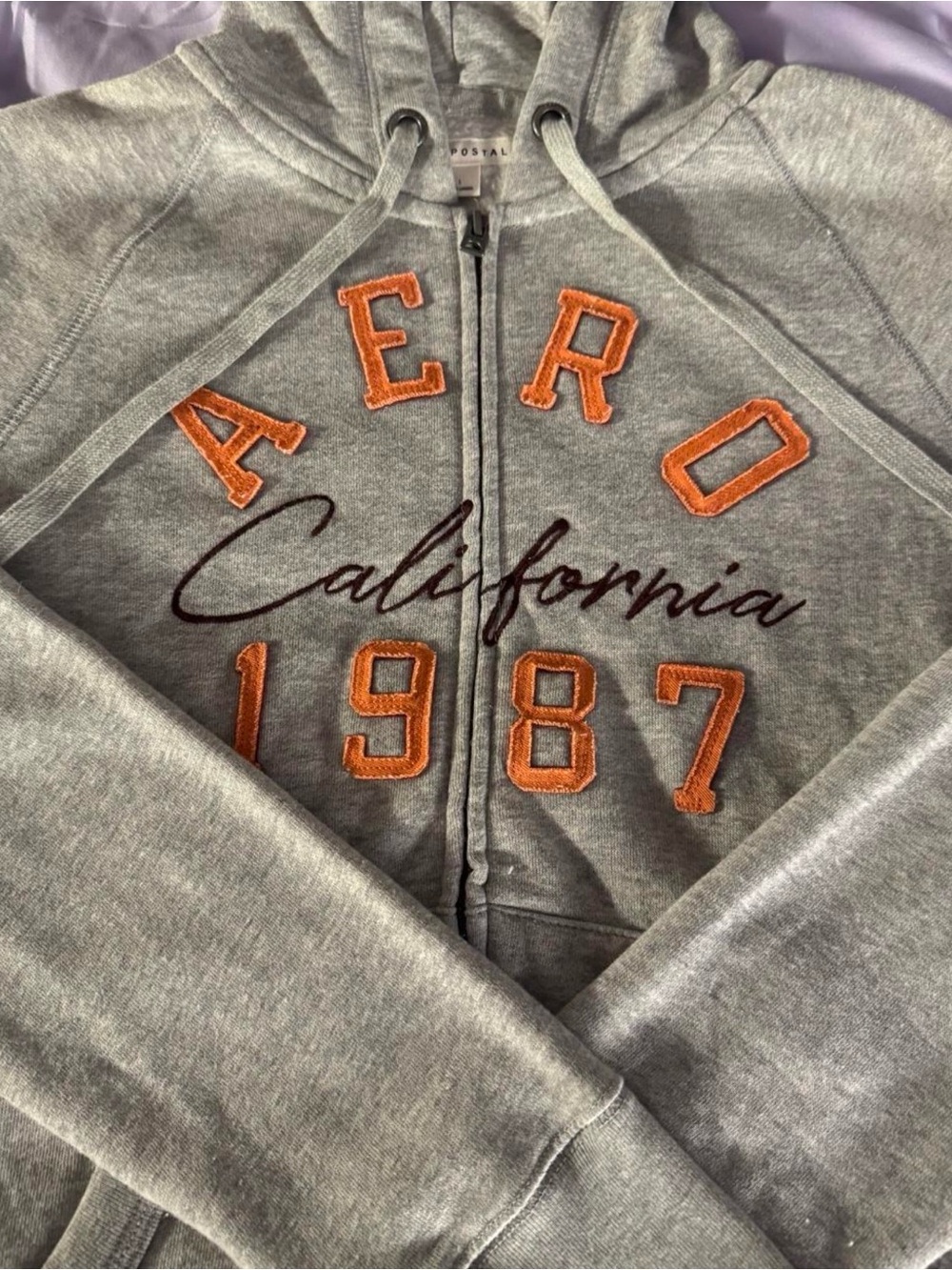 Aeropostale Light Gray Zip Hoodie - Picture 2 of 4